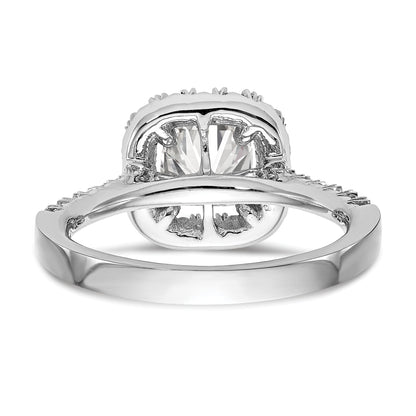 0.37ct. CZ Solid Real 14K White Gold Cushion Halo Engagement Ring