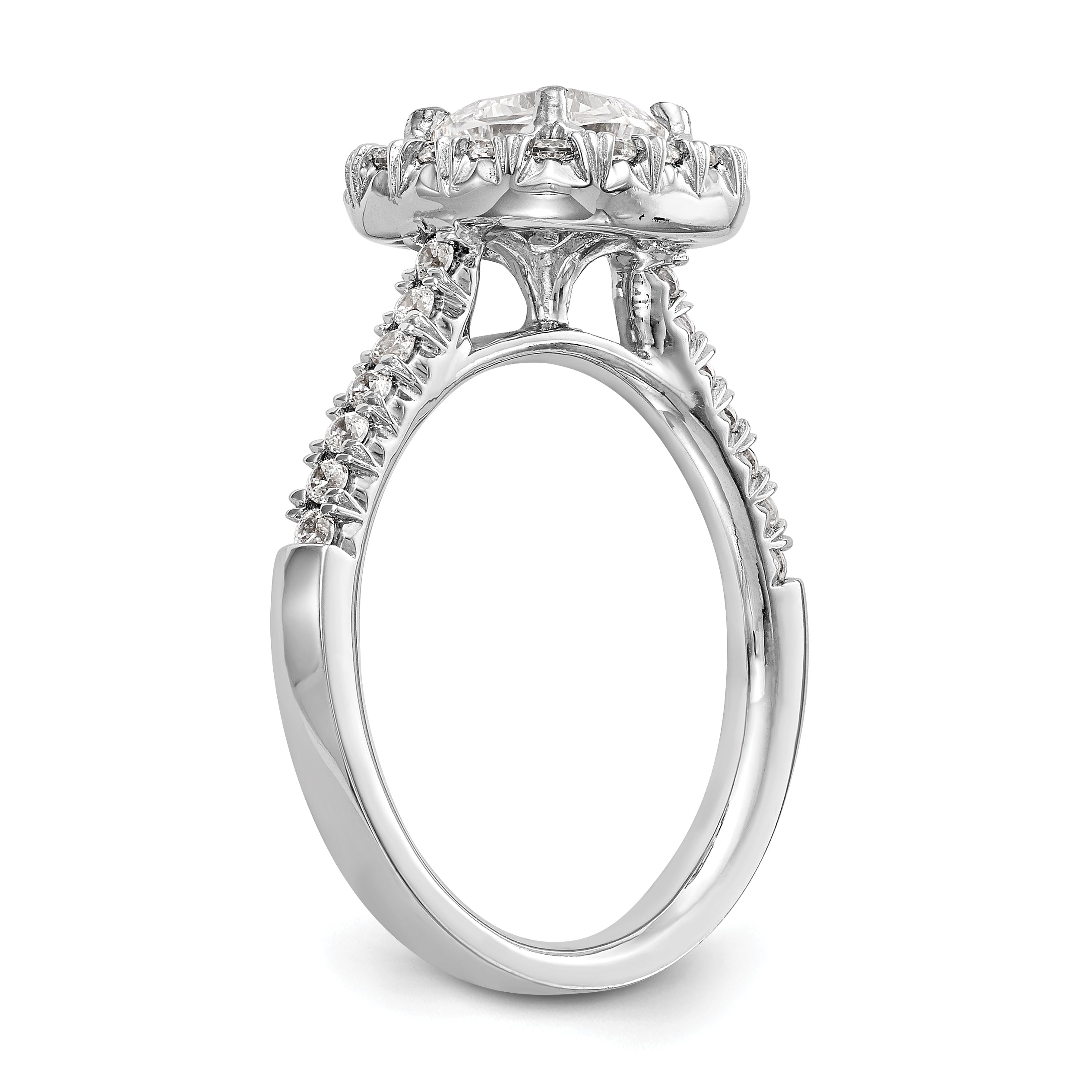 0.37ct. CZ Solid Real 14K White Gold Cushion Halo Engagement Ring