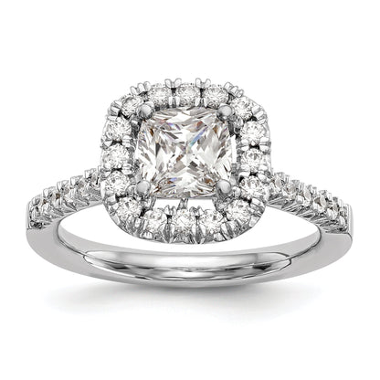 0.37ct. CZ Solid Real 14K White Gold Cushion Halo Engagement Ring