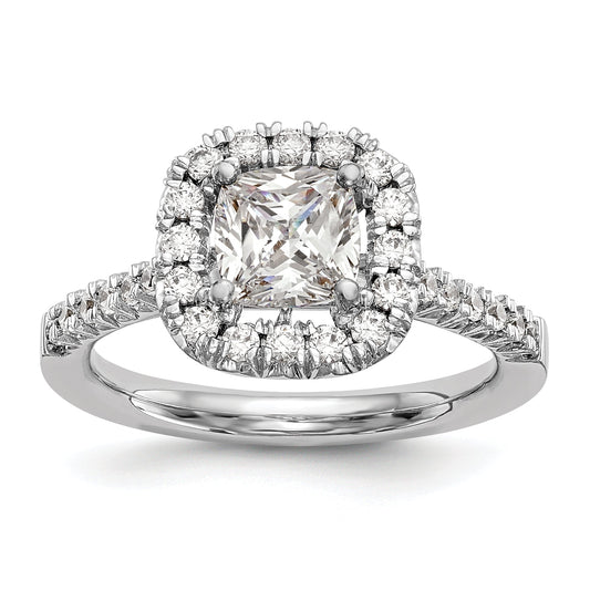 0.37ct. CZ Solid Real 14K White Gold Cushion Halo Engagement Ring