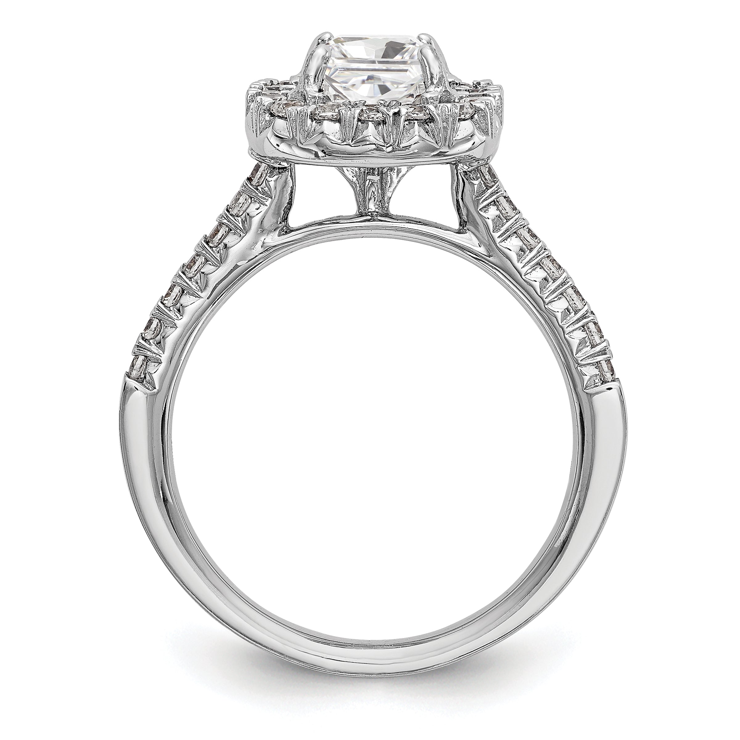 0.37ct. CZ Solid Real 14K White Gold Ascher Halo Engagement Ring
