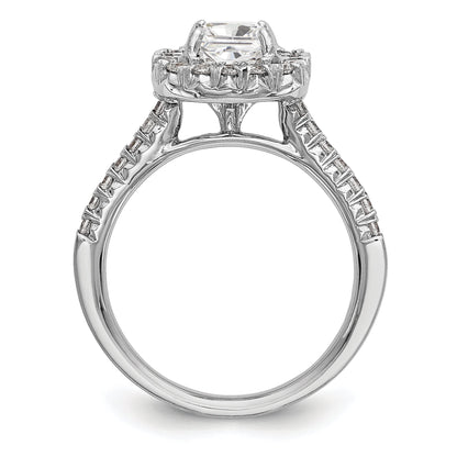 0.37ct. CZ Solid Real 14K White Gold Ascher Halo Engagement Ring