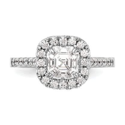 0.37ct. CZ Solid Real 14K White Gold Ascher Halo Engagement Ring
