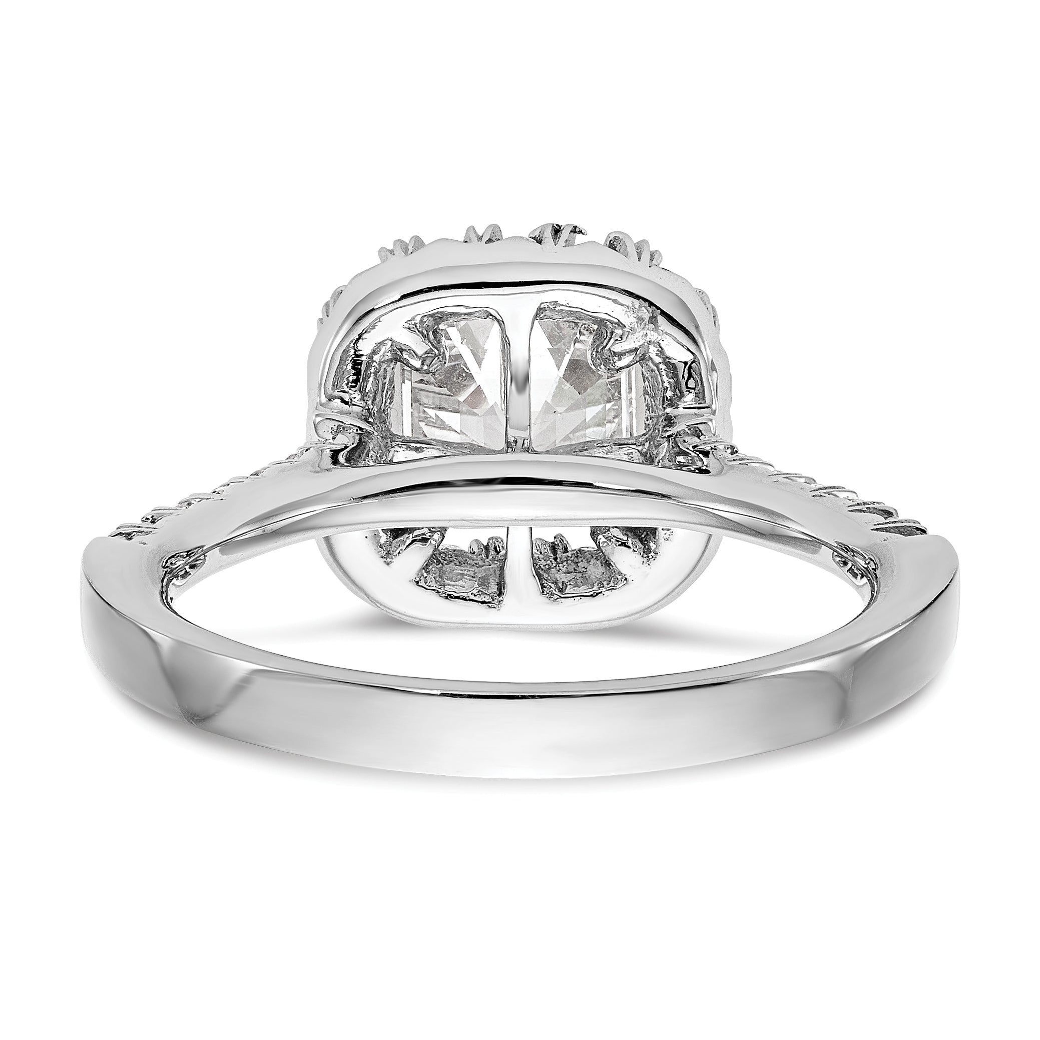 0.37ct. CZ Solid Real 14K White Gold Ascher Halo Engagement Ring