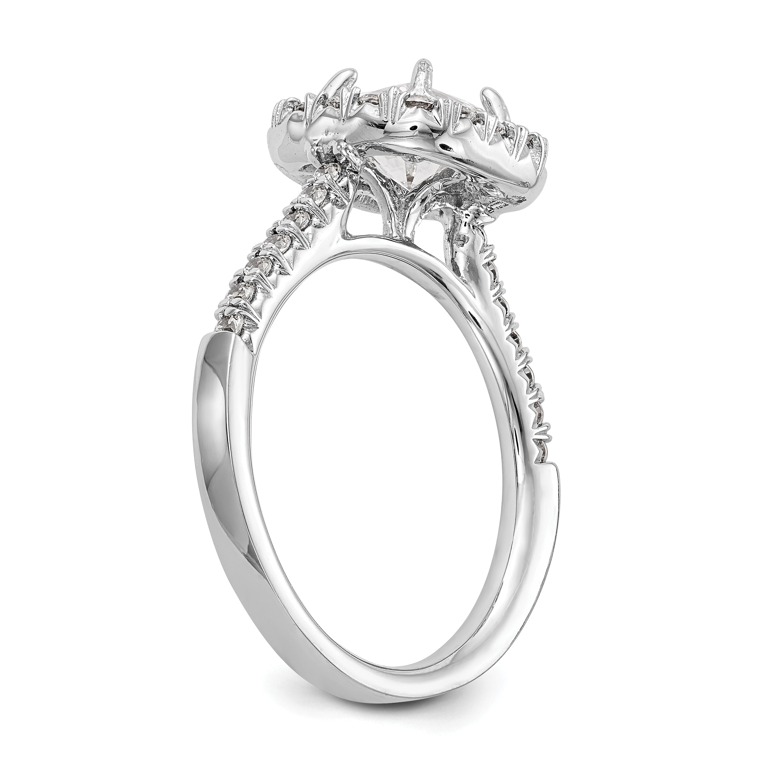 0.37ct. CZ Solid Real 14K White Gold Ascher Halo Engagement Ring
