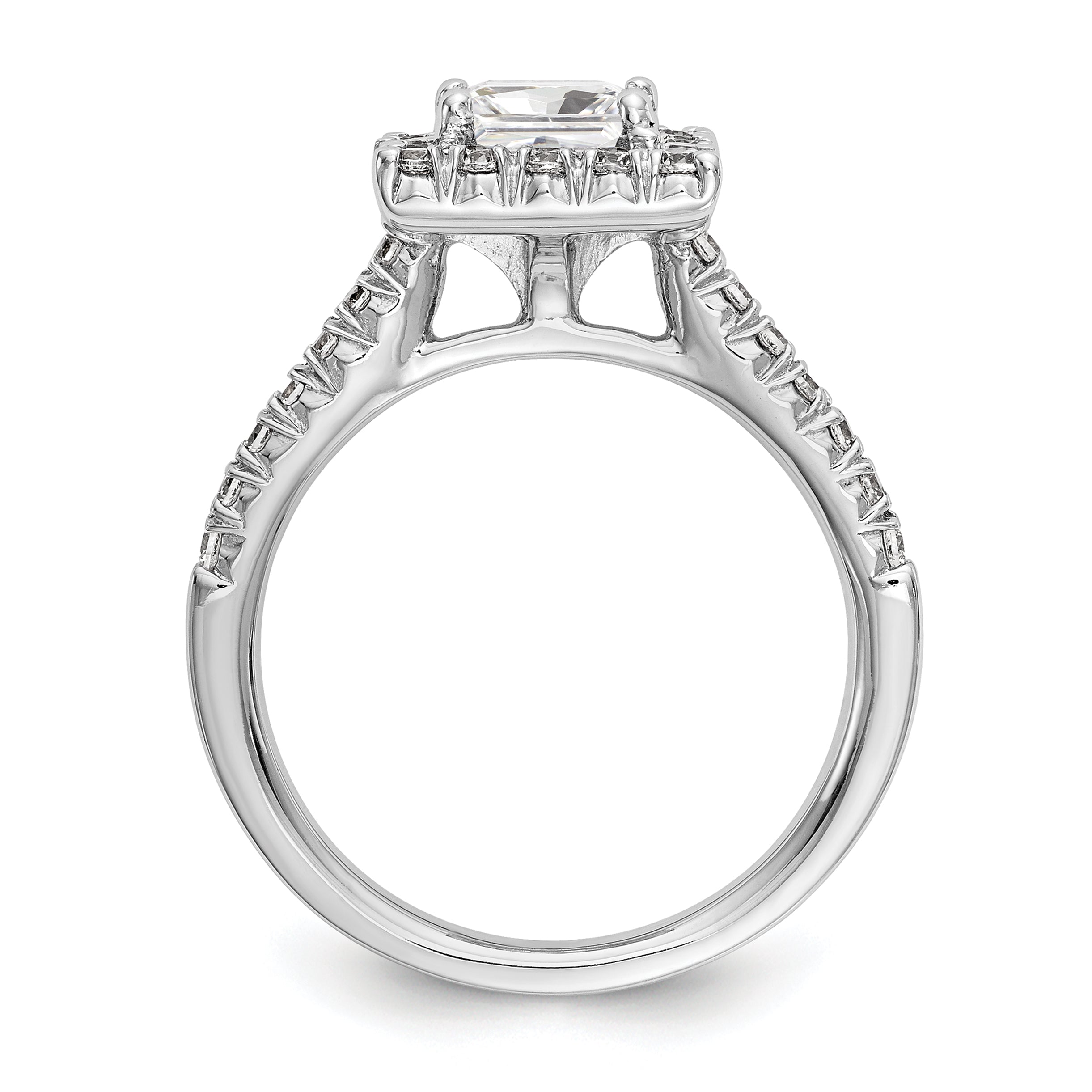 0.37ct. CZ Solid Real 14K White Gold Square Halo Engagement Ring