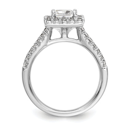0.37ct. CZ Solid Real 14K White Gold Square Halo Engagement Ring