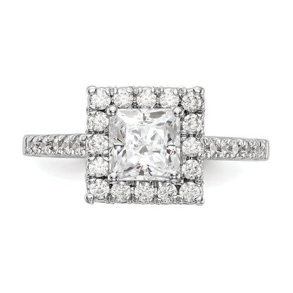 0.37ct. CZ Solid Real 14K White Gold Square Halo Engagement Ring