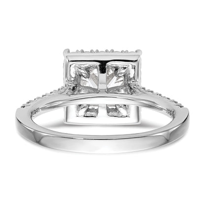 0.37ct. CZ Solid Real 14K White Gold Square Halo Engagement Ring