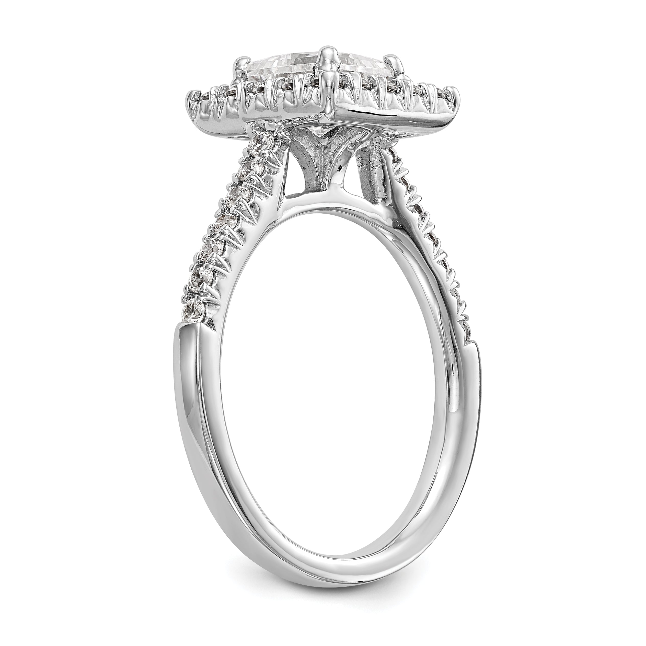 0.37ct. CZ Solid Real 14K White Gold Square Halo Engagement Ring