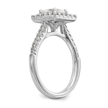 0.37ct. CZ Solid Real 14K White Gold Square Halo Engagement Ring