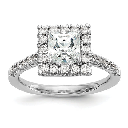 0.37ct. CZ Solid Real 14K White Gold Square Halo Engagement Ring
