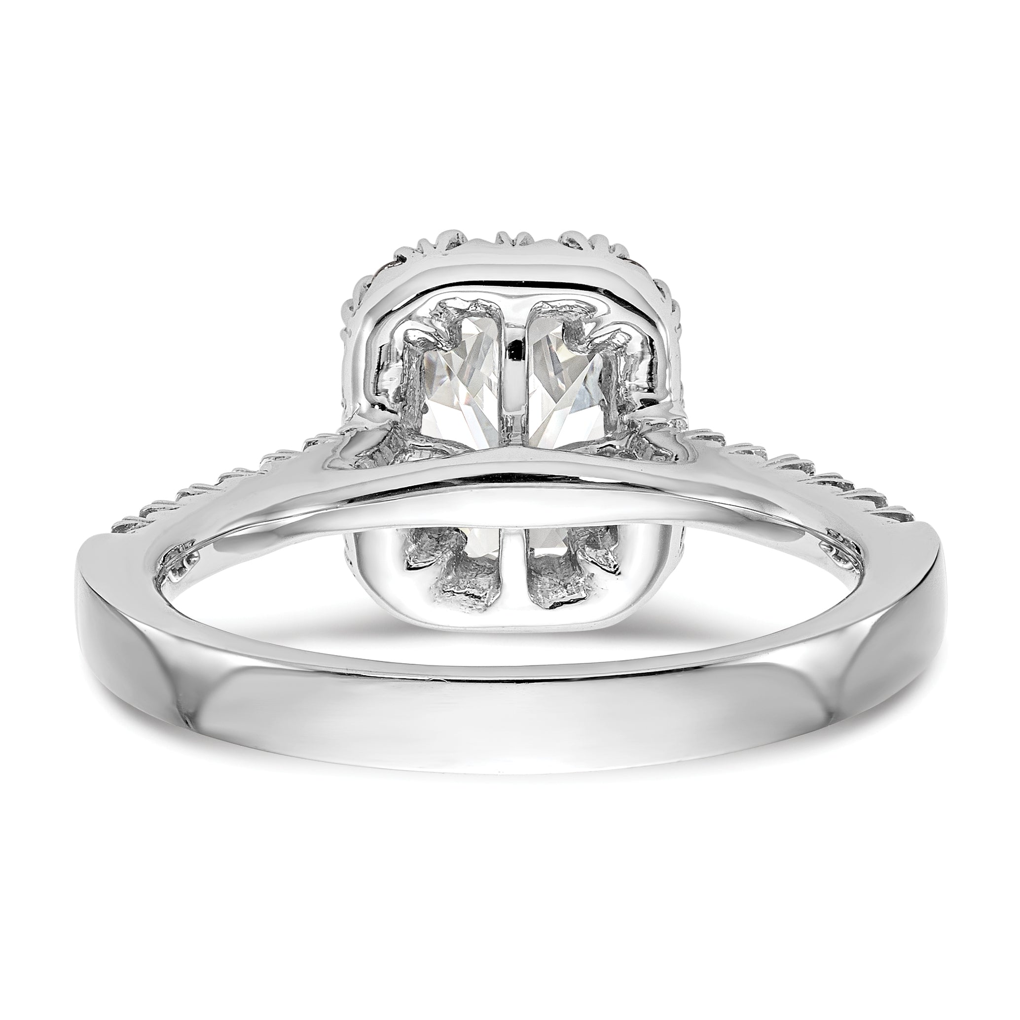 0.37ct. CZ Solid Real 14K White Gold Emerald Shape Halo Engagement Ring