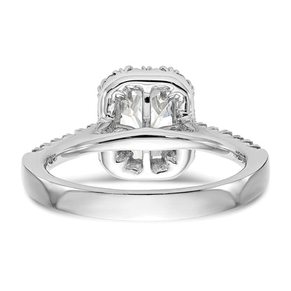 0.37ct. CZ Solid Real 14K White Gold Emerald Shape Halo Engagement Ring