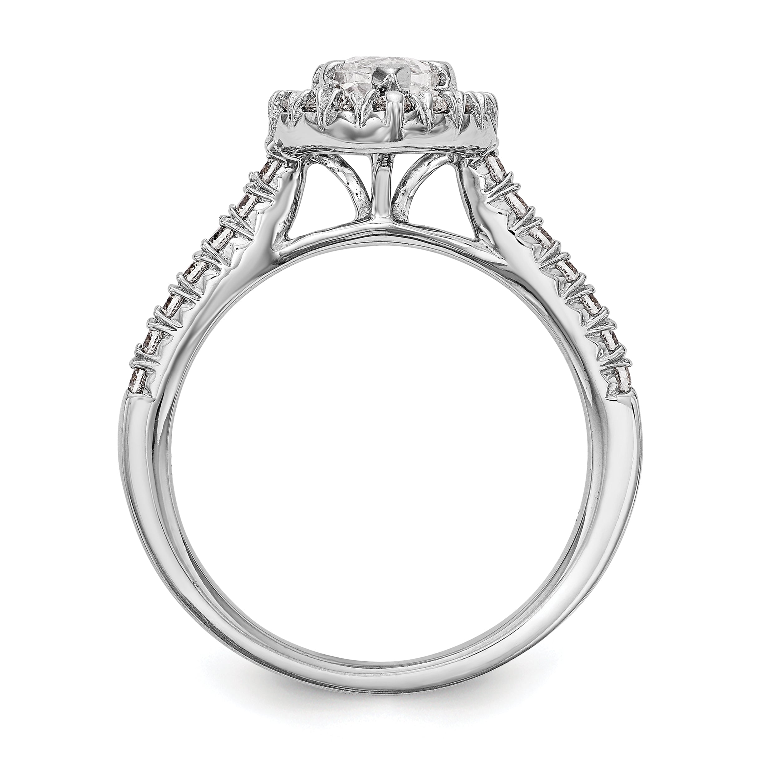 0.75ct. CZ Solid Real 14K White Gold Marquise Halo Engagement Ring