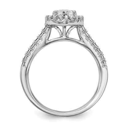 0.75ct. CZ Solid Real 14K White Gold Marquise Halo Engagement Ring