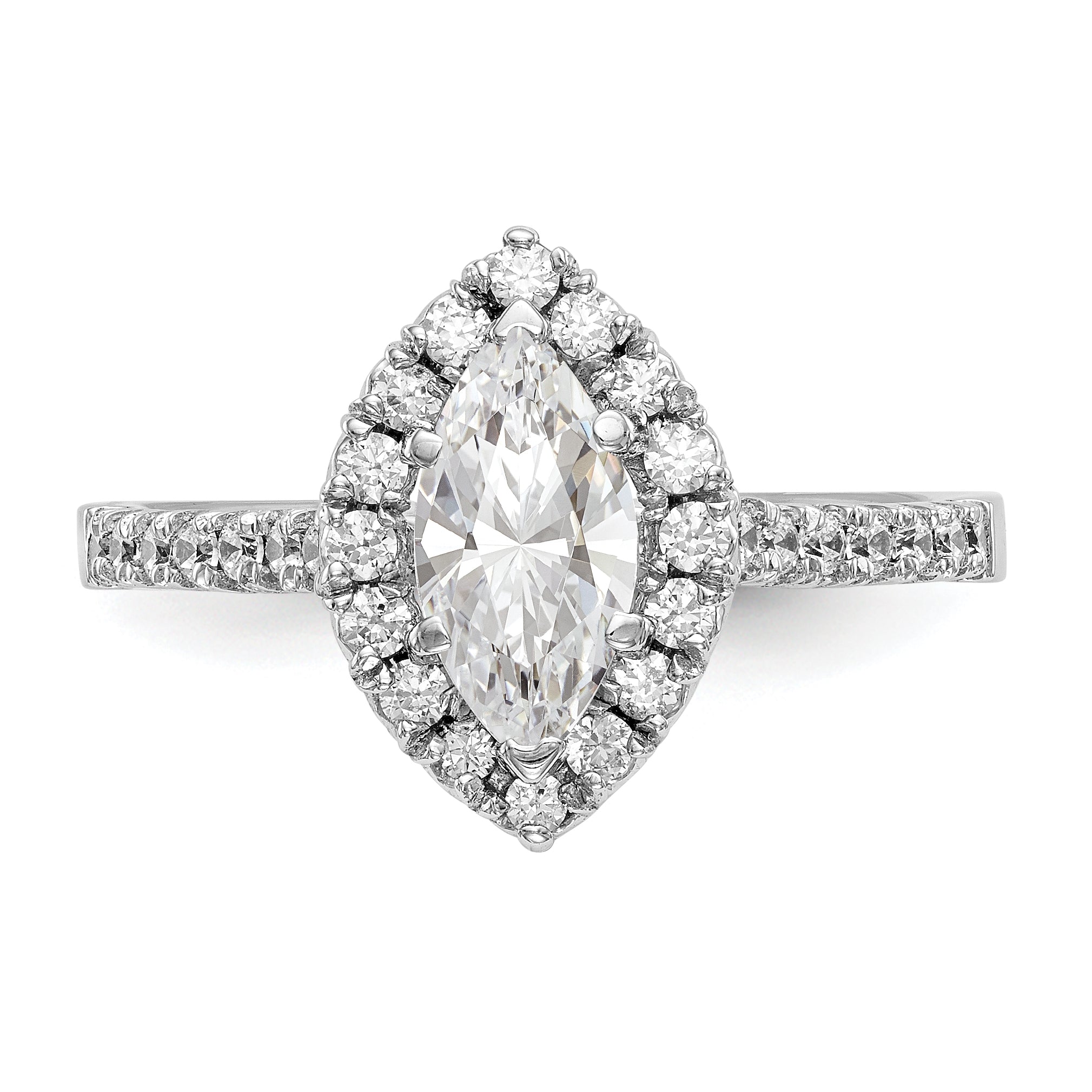 1.00ct. CZ Solid Real 14K White Gold Marquise Halo Engagement Ring
