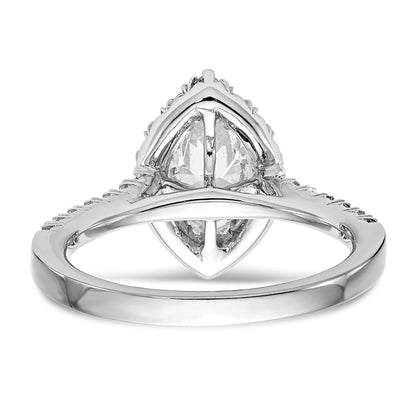 0.75ct. CZ Solid Real 14K White Gold Marquise Halo Engagement Ring