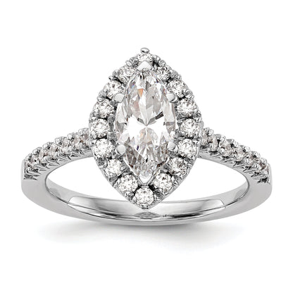 1.25ct. CZ Solid Real 14K White Gold Marquise Halo Engagement Ring