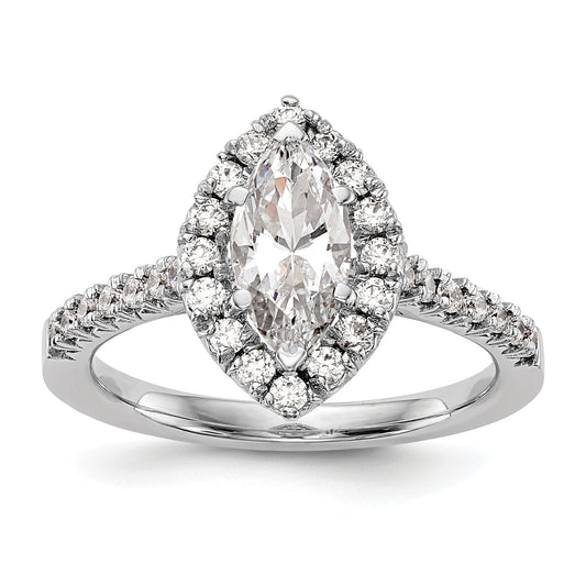 1.00ct. CZ Solid Real 14K White Gold Marquise Halo Engagement Ring