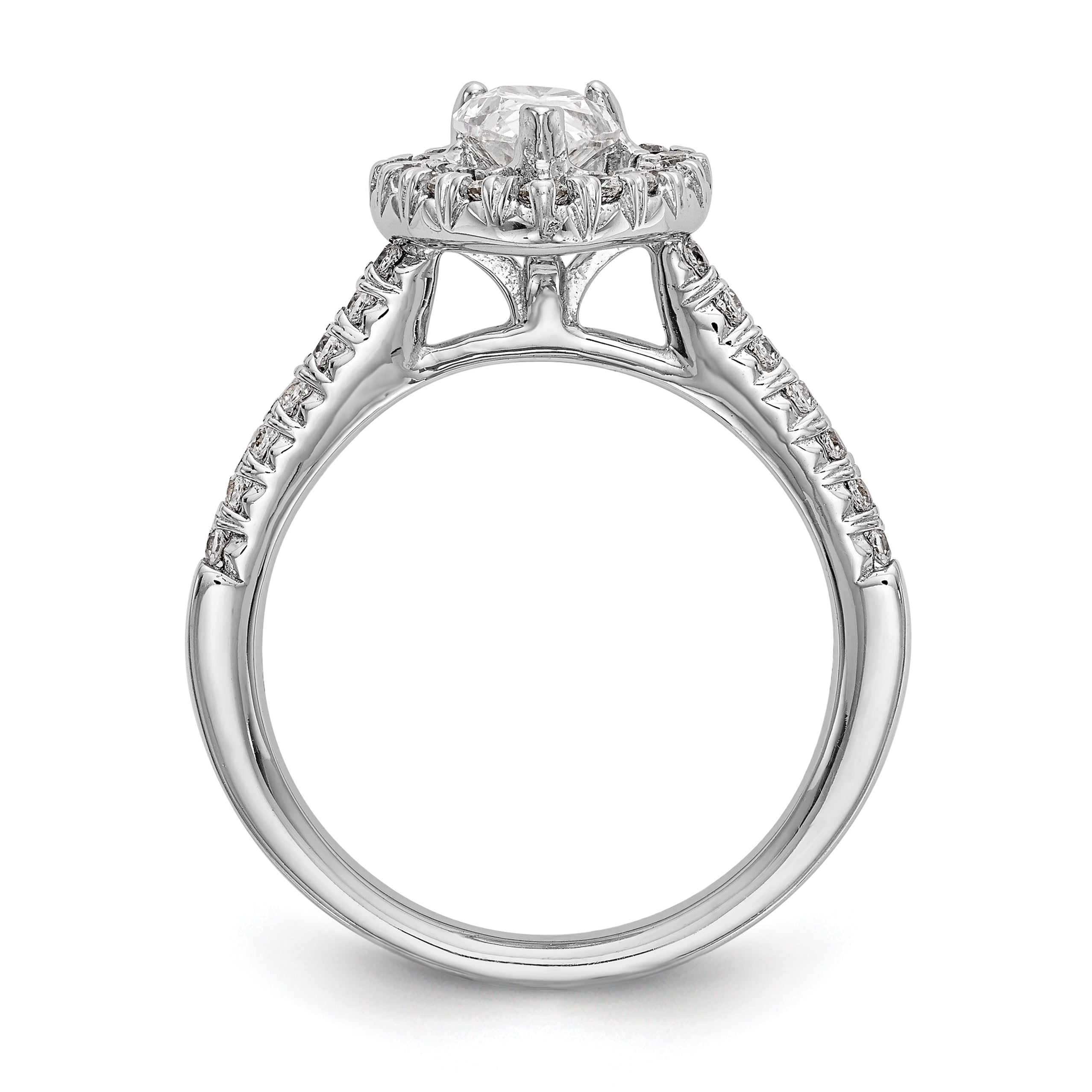0.37ct. CZ Solid Real 14K White Gold Pear Halo Engagement Ring