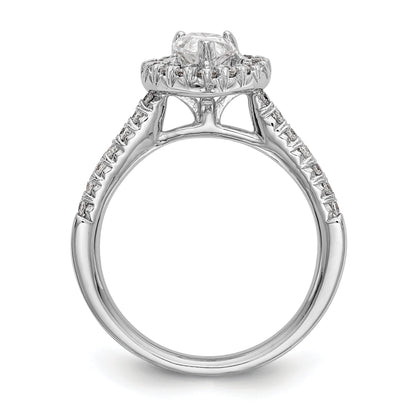 0.37ct. CZ Solid Real 14K White Gold Pear Halo Engagement Ring
