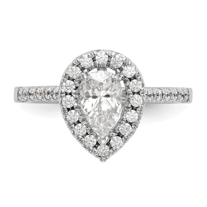0.37ct. CZ Solid Real 14K White Gold Pear Halo Engagement Ring