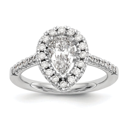 0.37ct. CZ Solid Real 14K White Gold Pear Halo Engagement Ring