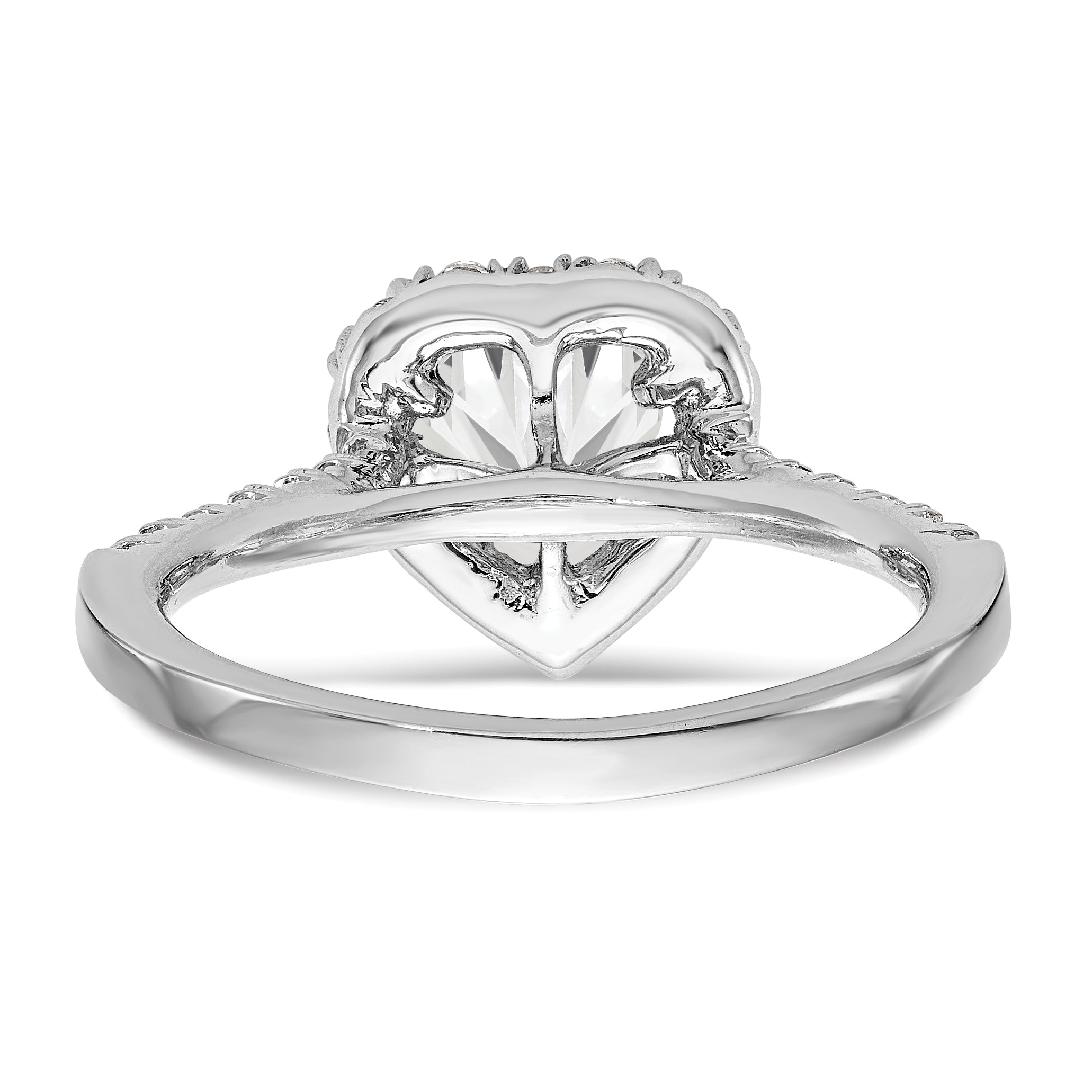 0.25ct. CZ Solid Real 14K White Gold Heart Halo Engagement Ring