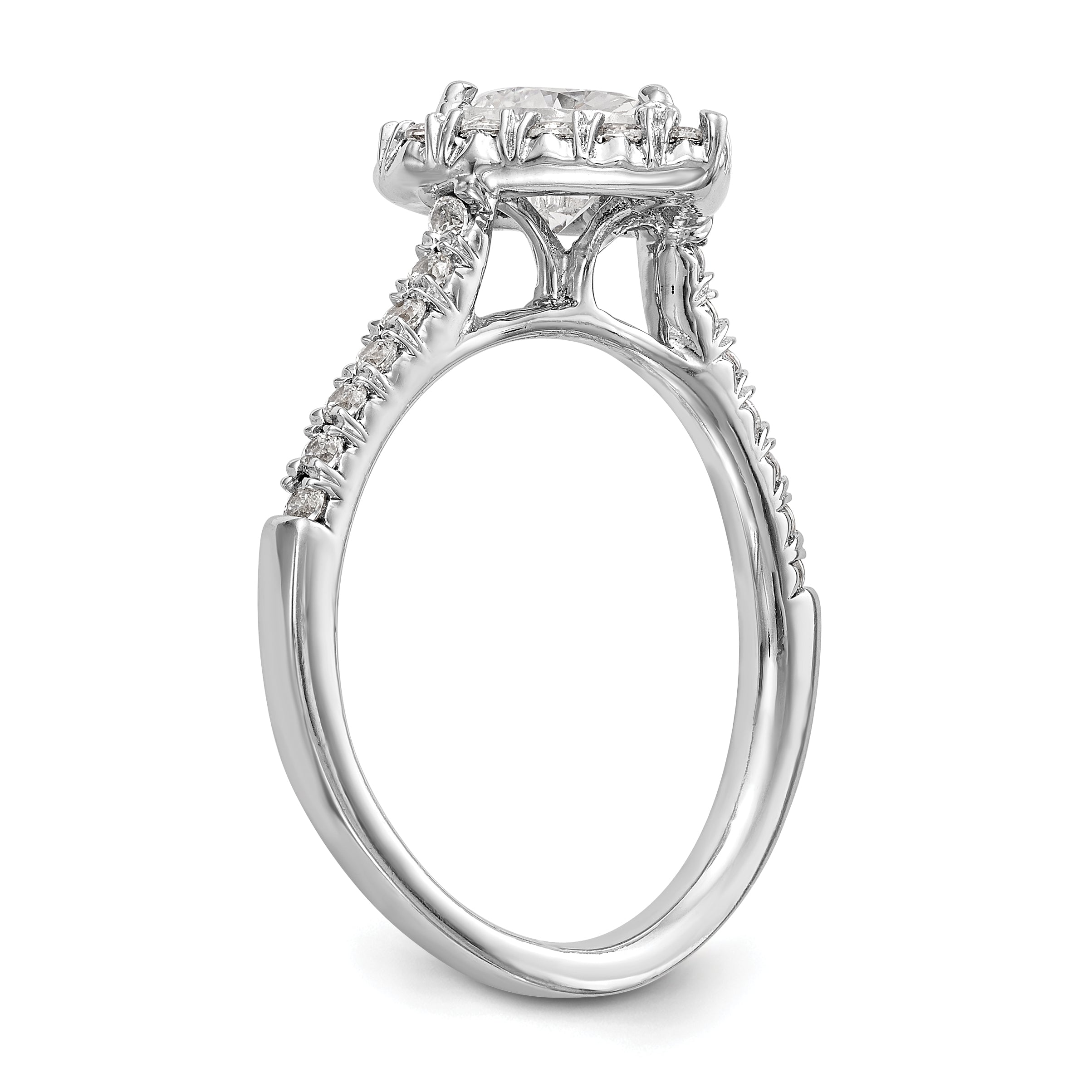 0.25ct. CZ Solid Real 14K White Gold Heart Halo Engagement Ring