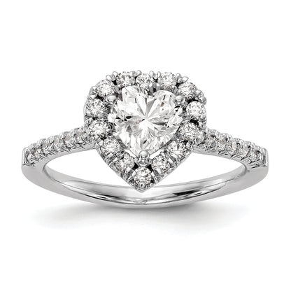 1.25ct. CZ Solid Real 14K White Gold Heart Halo Engagement Ring