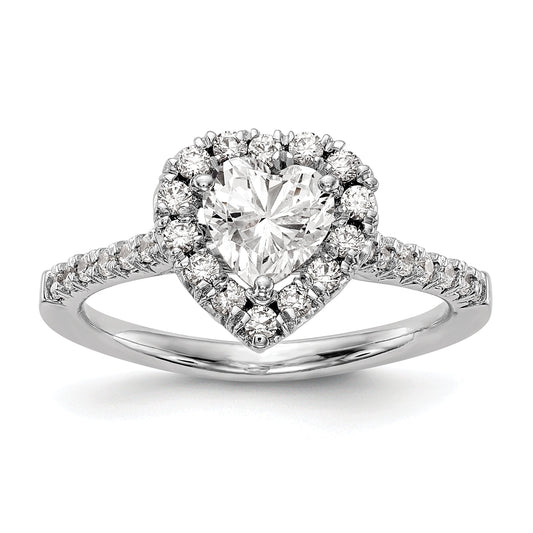 1.25ct. CZ Solid Real 14K White Gold Heart Halo Engagement Ring