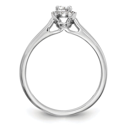 0.20ct. CZ Solid Real 14K White Gold Round Halo Engagement Ring