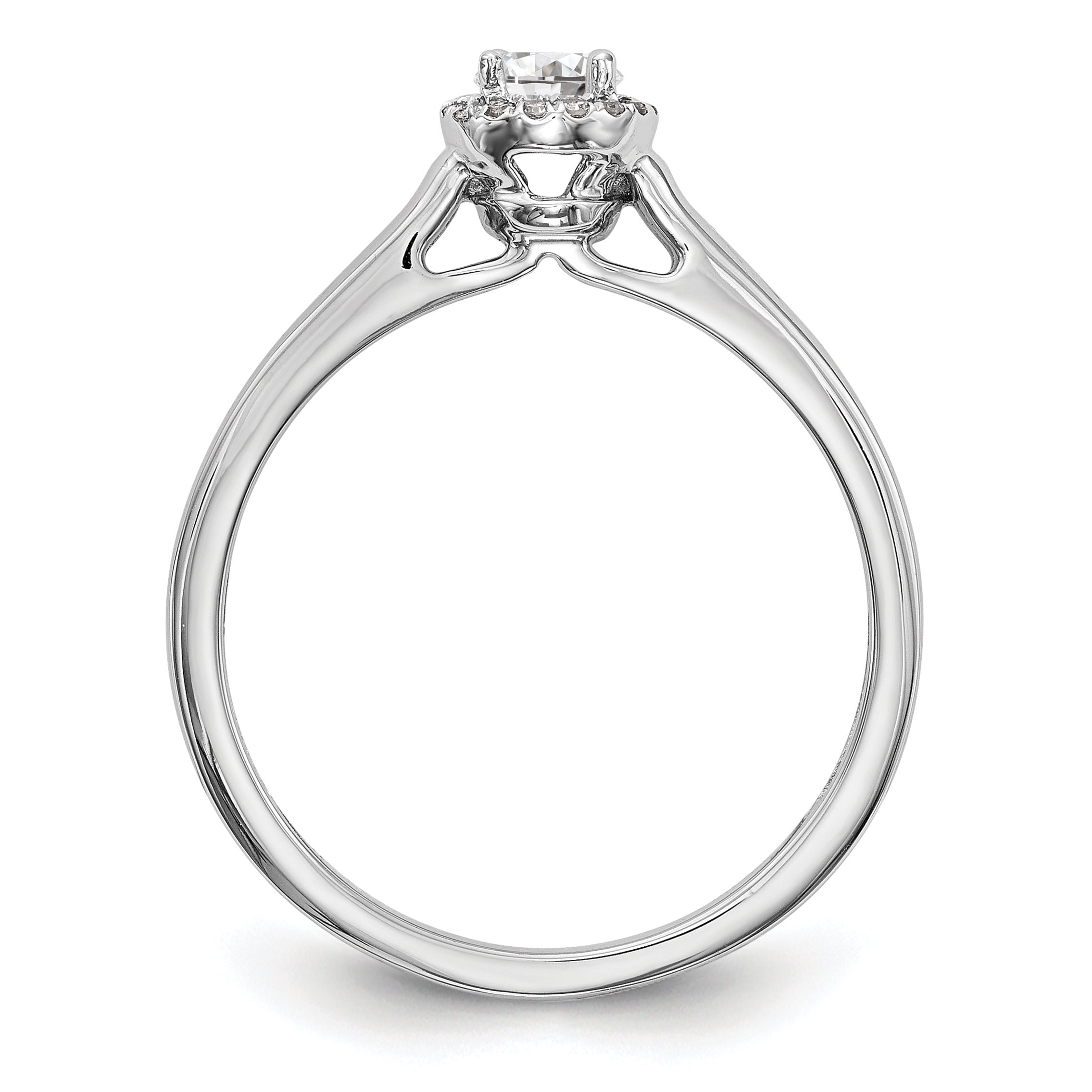 0.33ct. CZ Solid Real 14K White Gold Round Halo Engagement Ring