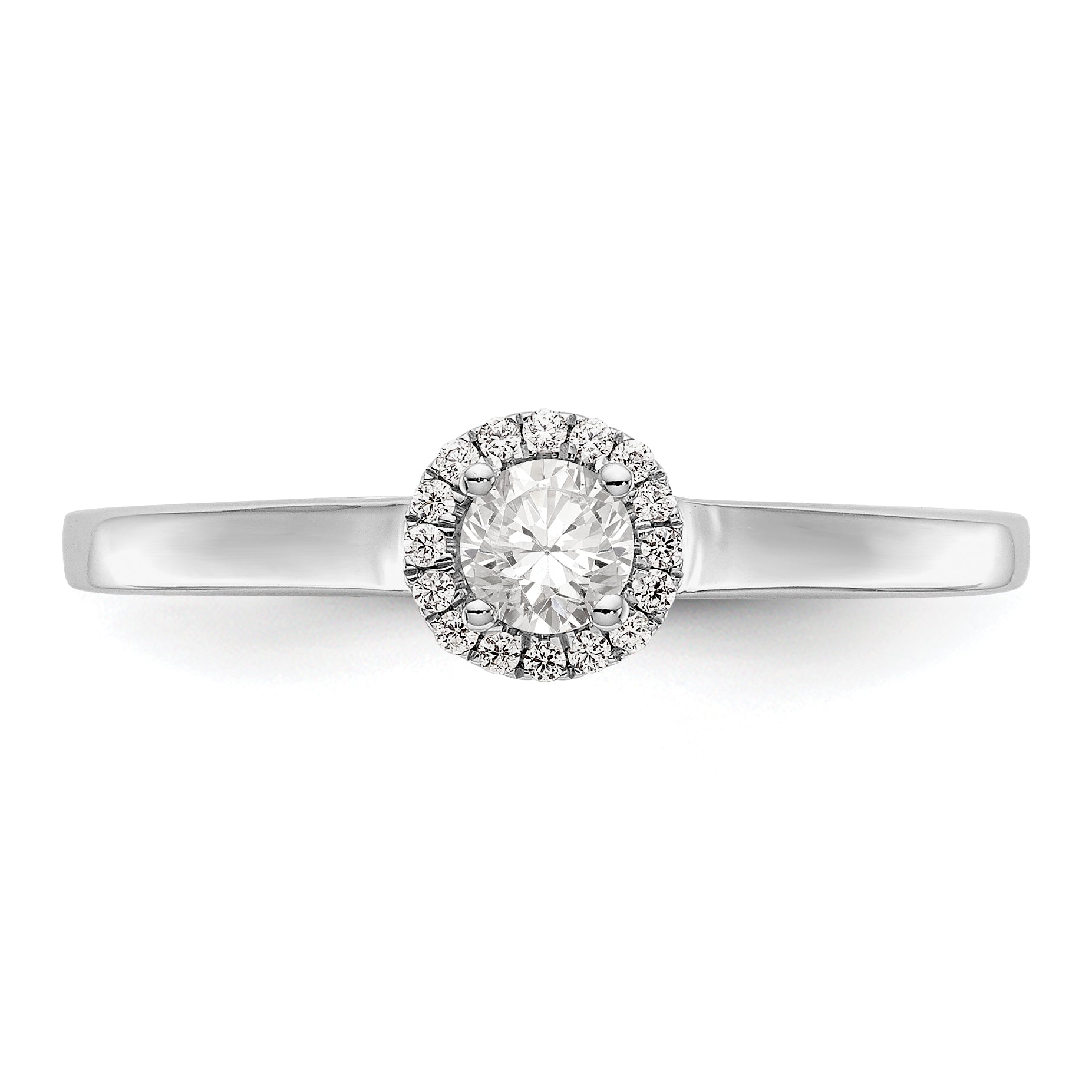 0.33ct. CZ Solid Real 14K White Gold Round Halo Engagement Ring