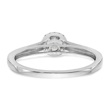 0.20ct. CZ Solid Real 14K White Gold Round Halo Engagement Ring