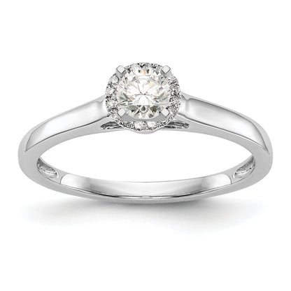 0.20ct. CZ Solid Real 14K White Gold Round Halo Engagement Ring