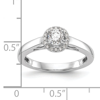 0.33ct. CZ Solid Real 14K White Gold Round Halo Engagement Ring