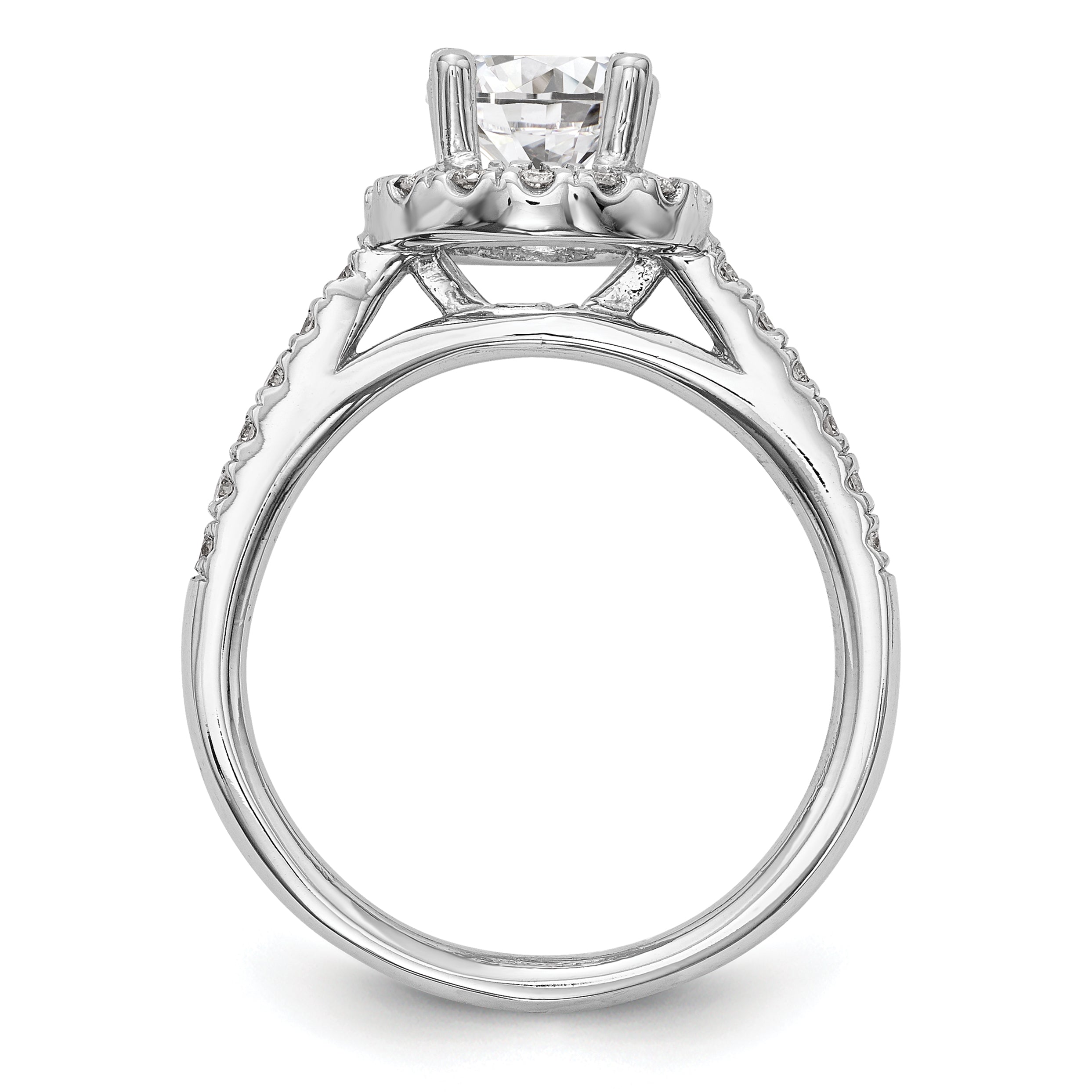 0.25ct. CZ Solid Real 14K White Gold Round Halo Engagement Ring