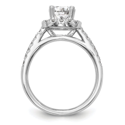 0.25ct. CZ Solid Real 14K White Gold Round Halo Engagement Ring