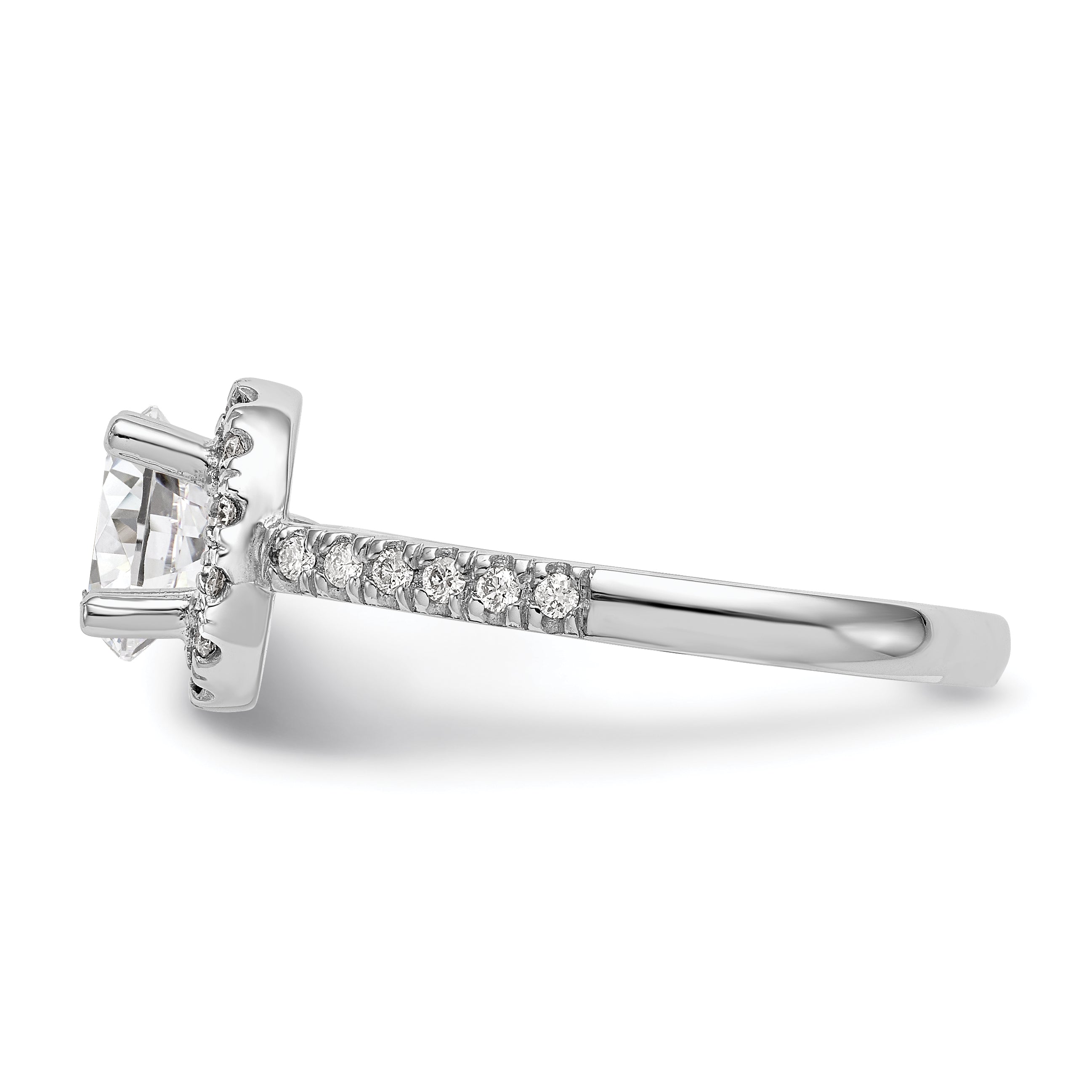 0.25ct. CZ Solid Real 14K White Gold Round Halo Engagement Ring
