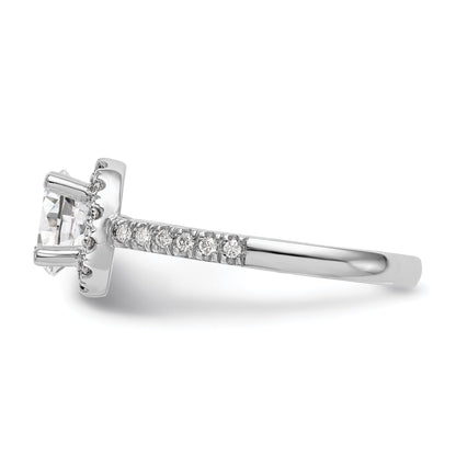 0.25ct. CZ Solid Real 14K White Gold Round Halo Engagement Ring