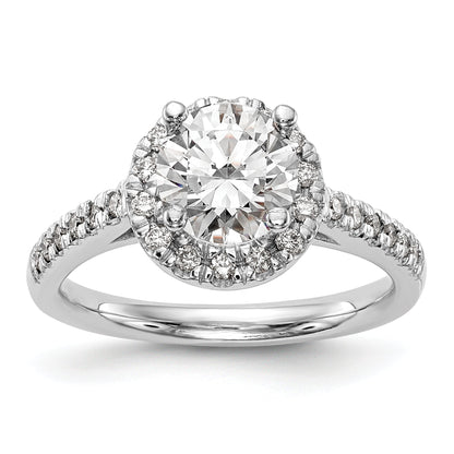 0.25ct. CZ Solid Real 14K White Gold Round Halo Engagement Ring
