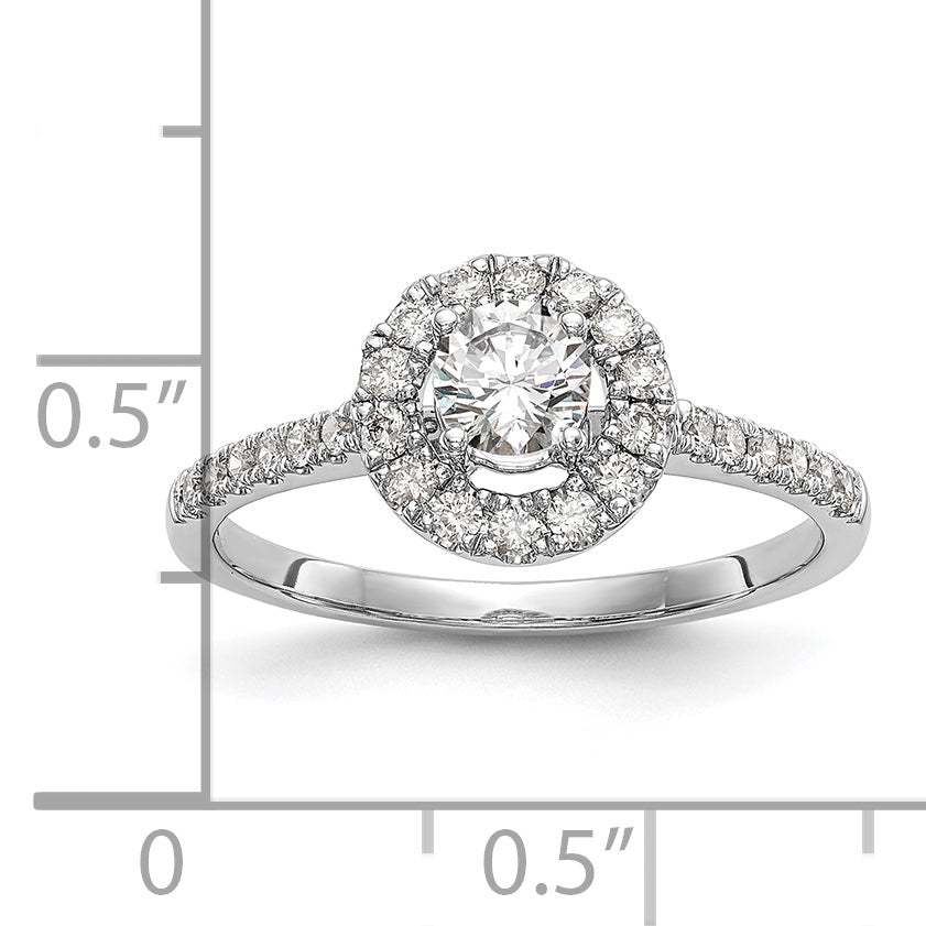 0.33ct. CZ Solid Real 14K White Gold Round Halo Engagement Ring