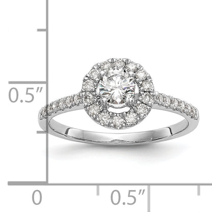 0.33ct. CZ Solid Real 14K White Gold Round Halo Engagement Ring