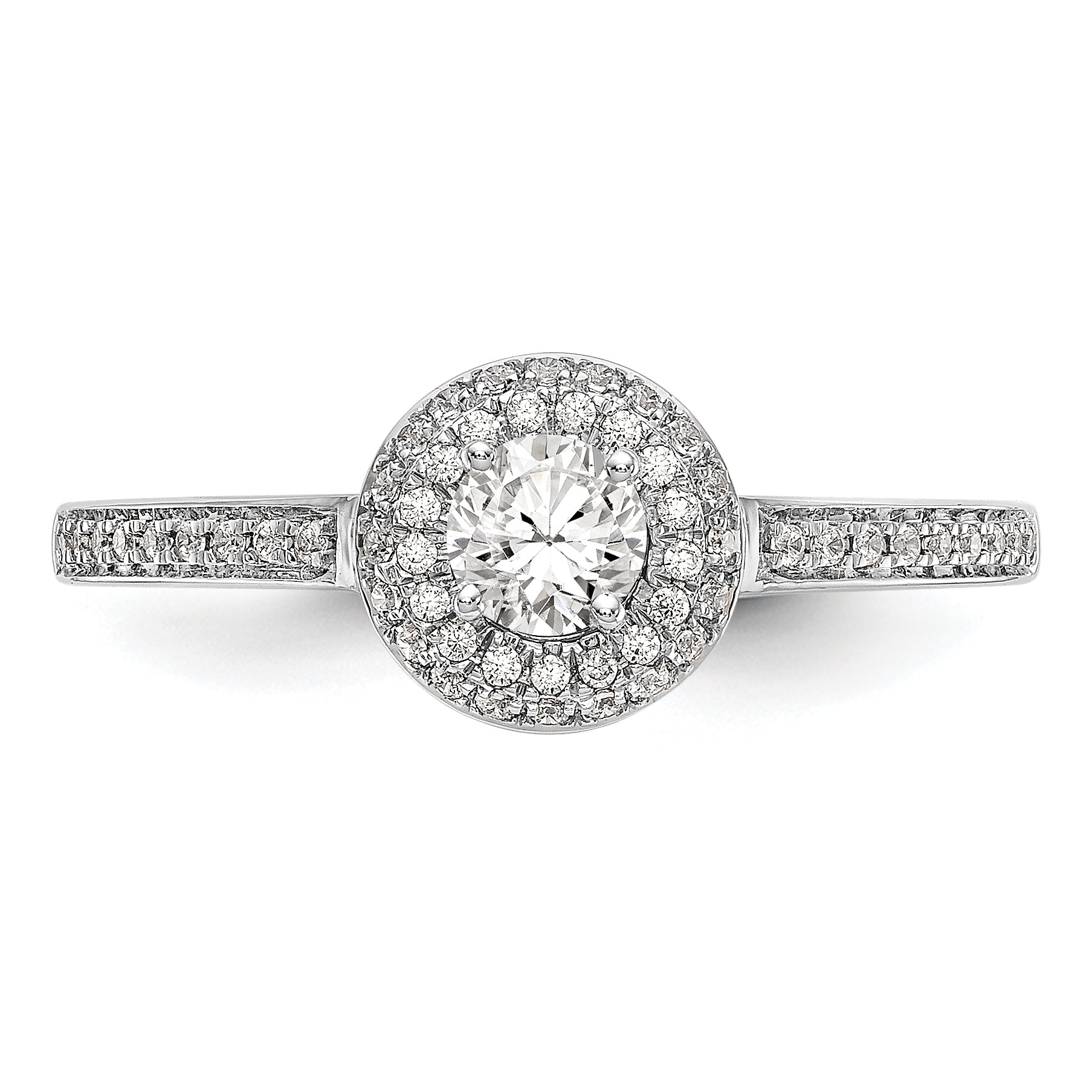 0.25ct. CZ Solid Real 14K White Gold Round Halo Engagement Ring