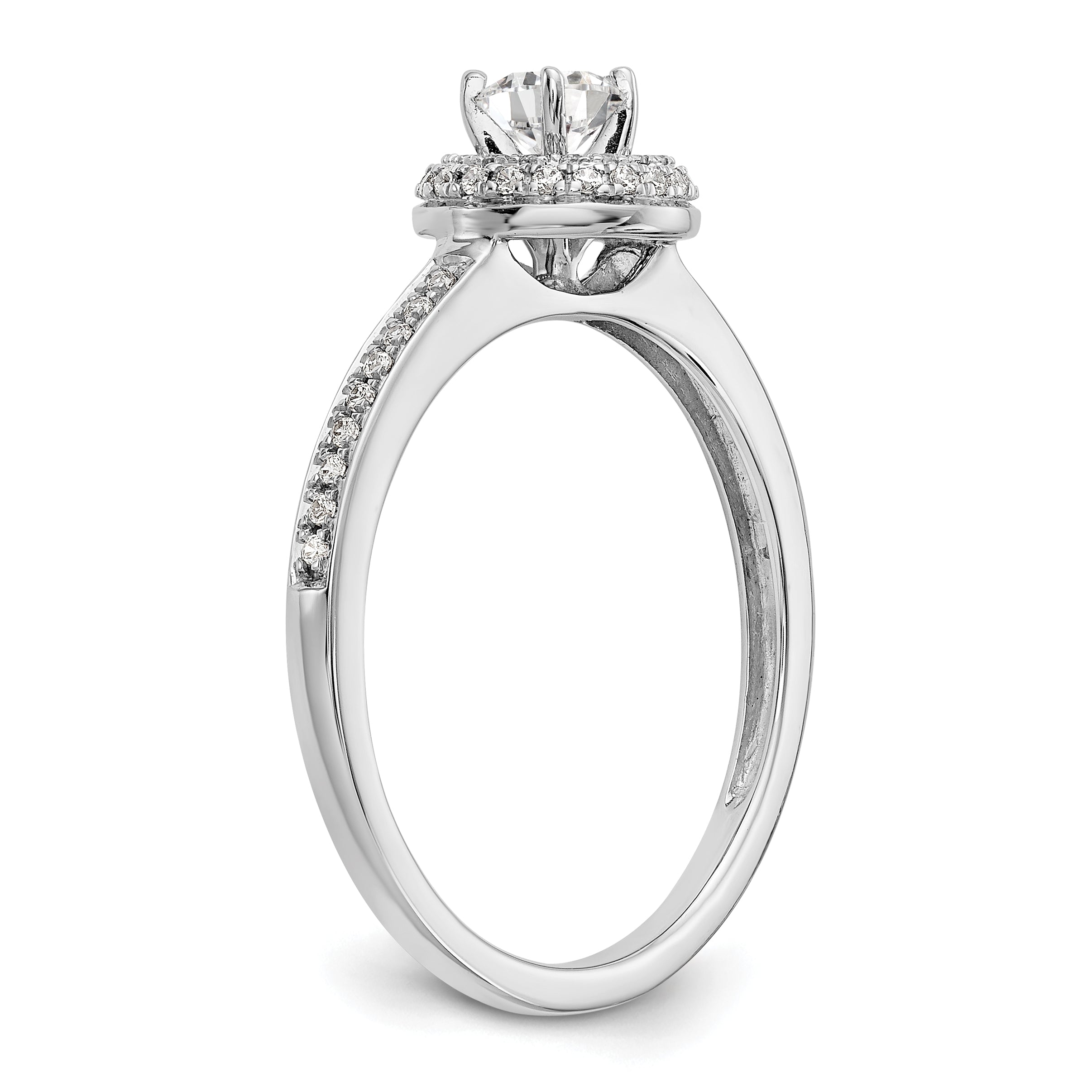0.25ct. CZ Solid Real 14K White Gold Round Halo Engagement Ring