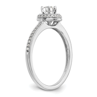 0.25ct. CZ Solid Real 14K White Gold Round Halo Engagement Ring