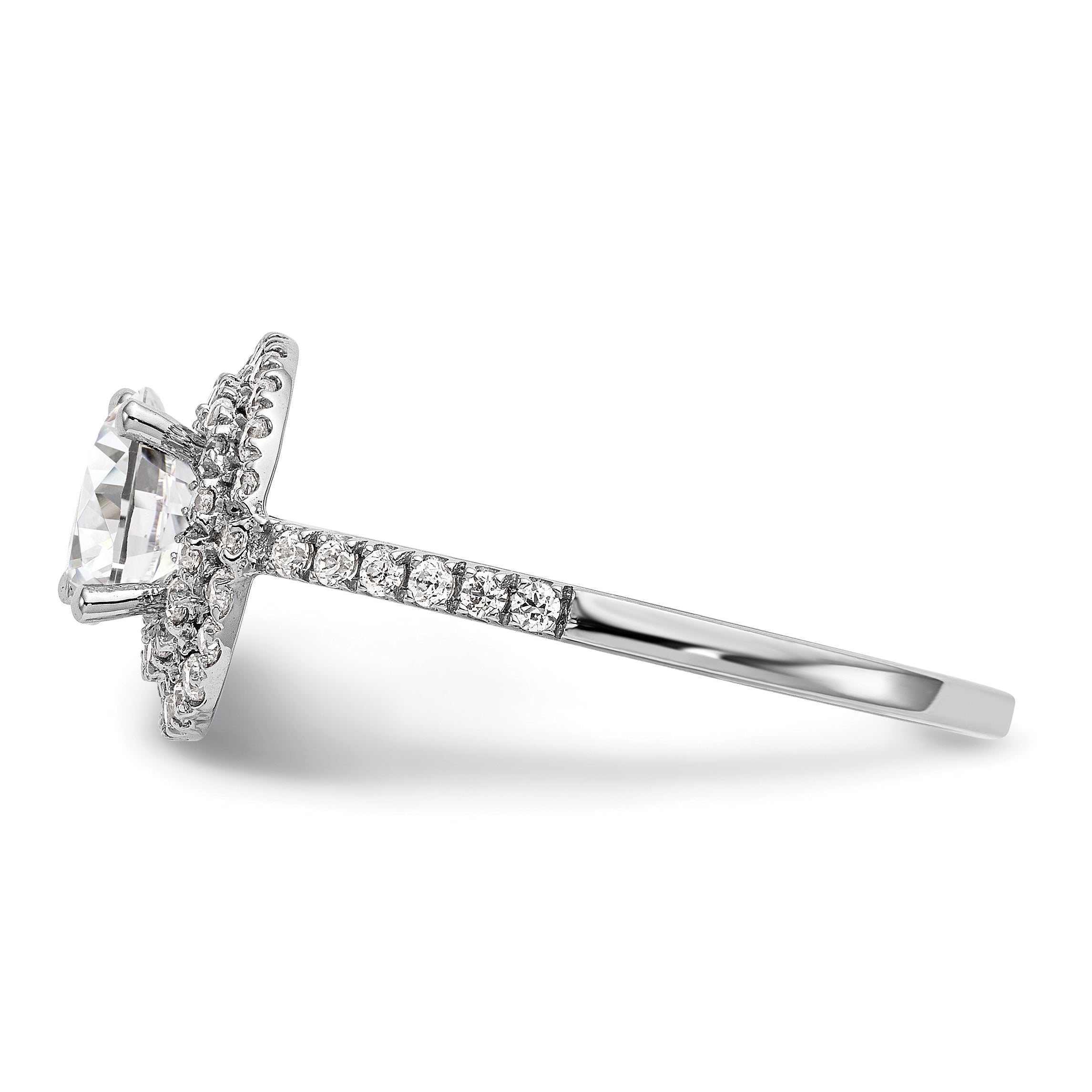 0.25ct. CZ Solid Real 14K White Gold Round Double Halo Engagement Ring