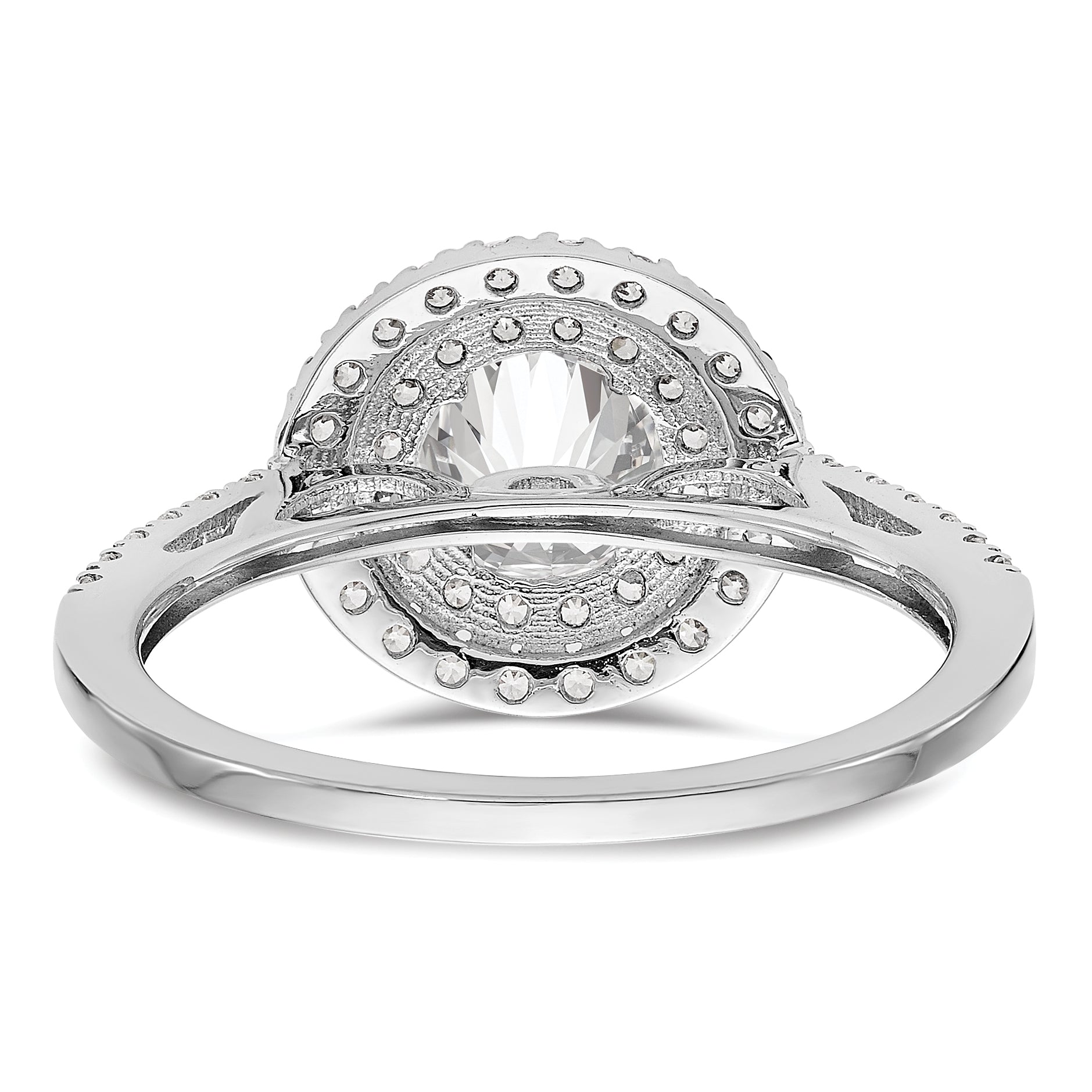 0.25ct. CZ Solid Real 14K White Gold Round Double Halo Engagement Ring